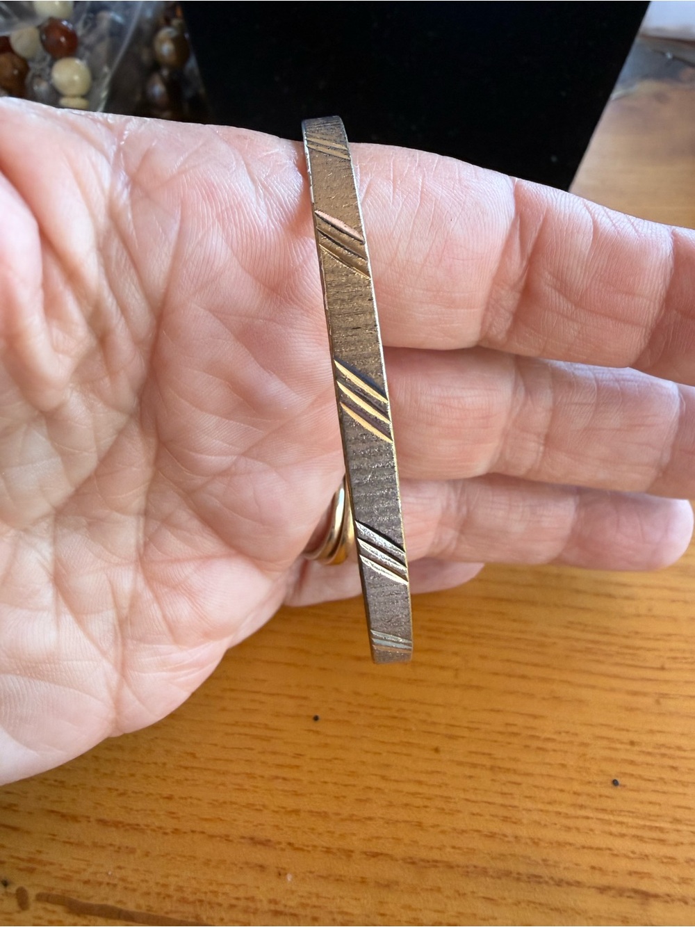 Monet Textured Bangle Bracelet in Silver tone Accents